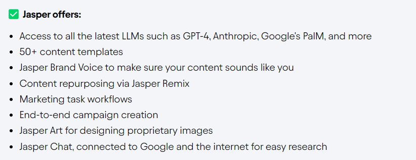 Copy.ai vs jasper.ai Jasper.ai features